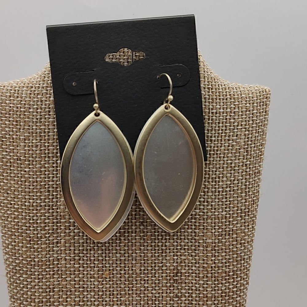 Matte Silver Teardrop Earrings with Gold Overlay NWT